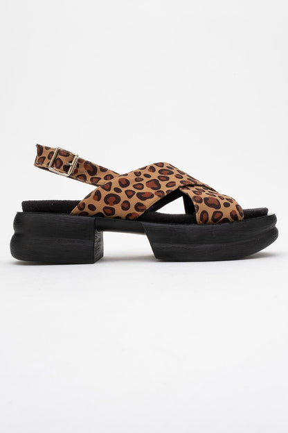 Lungo Leopard Cross‑Strap Wedge Sandal (Women)