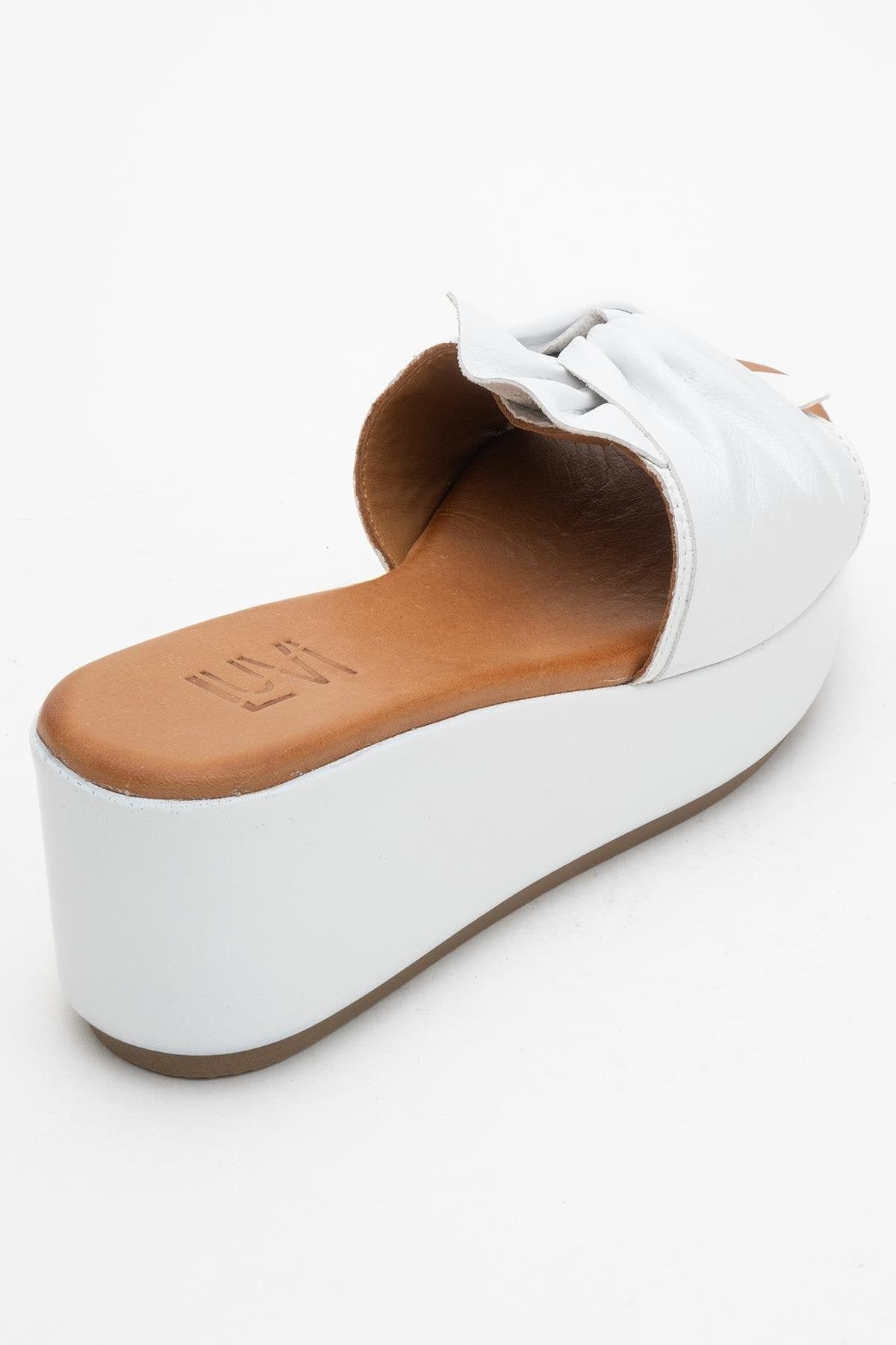 Syndra - White Bow Wedge Leather Sandal (Women)