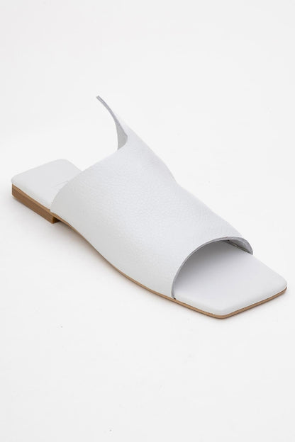 Orianna - White Leather Slide Sandal (Women)