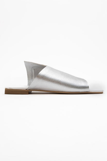 Orianna - Silver Leather Slide Sandal (Women)