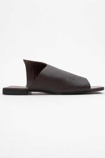 Orianna - Brown Leather Slide Sandal (Women)