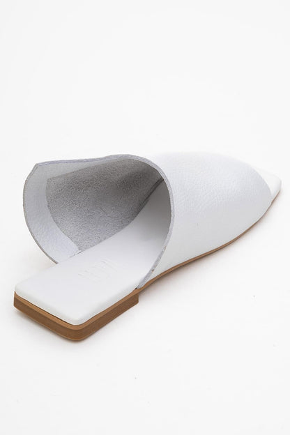 Orianna - White Leather Slide Sandal (Women)