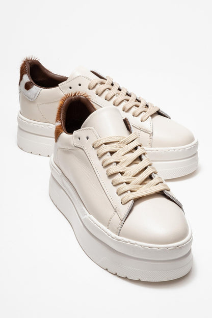 Anabel - Off White Leather Platform Sneakers (Women)