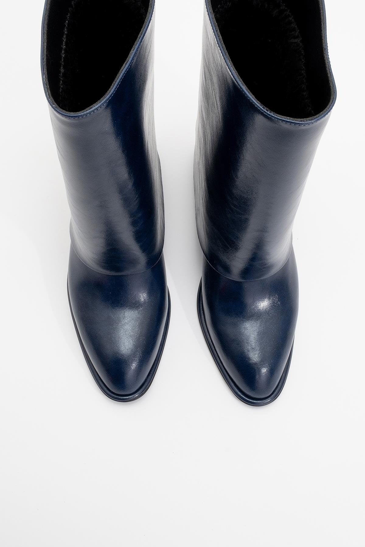 Ellas Navy Chunky Heel Boot (Women)