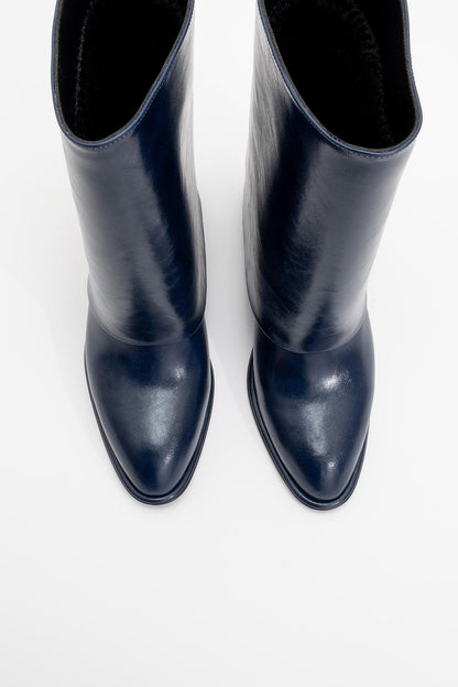 Ellas Navy Chunky Heel Boot (Women)