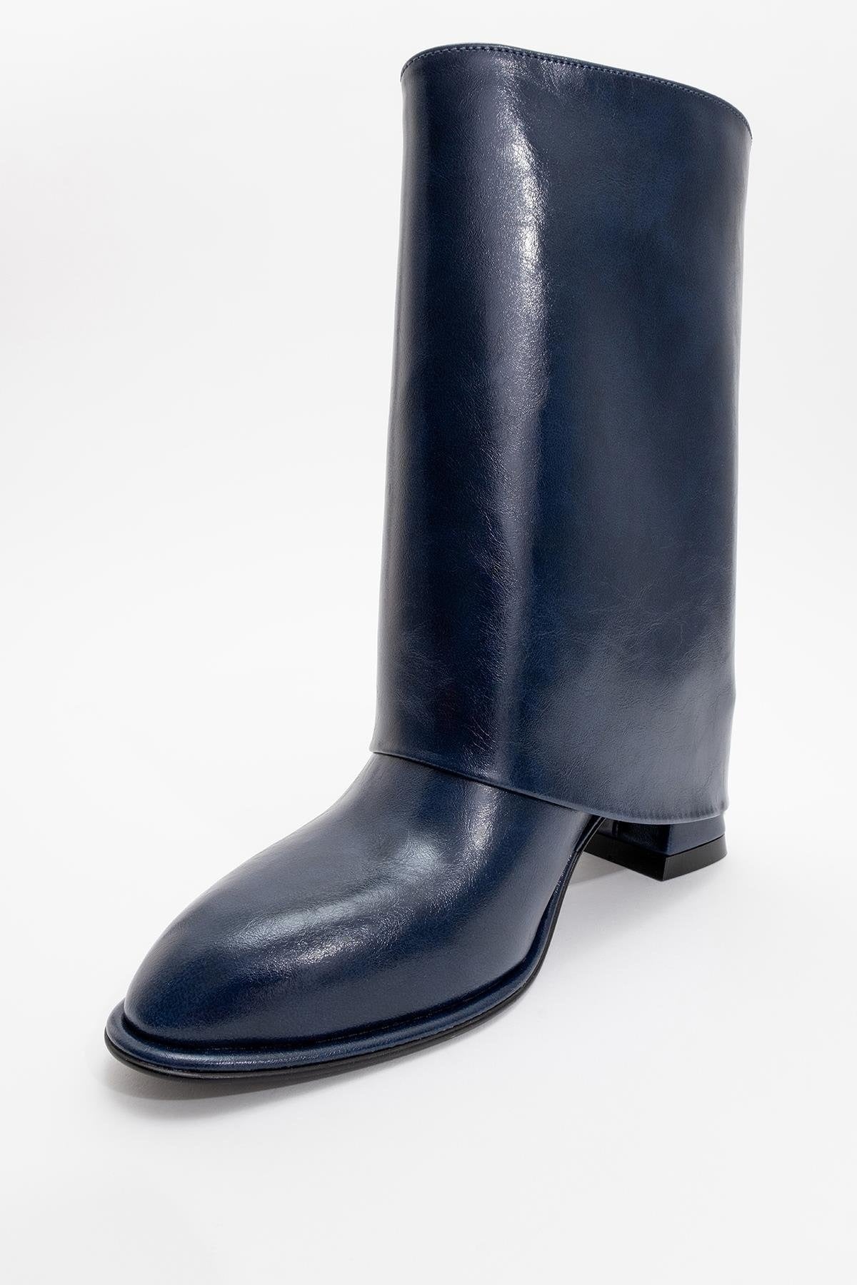 Ellas Navy Chunky Heel Boot (Women)