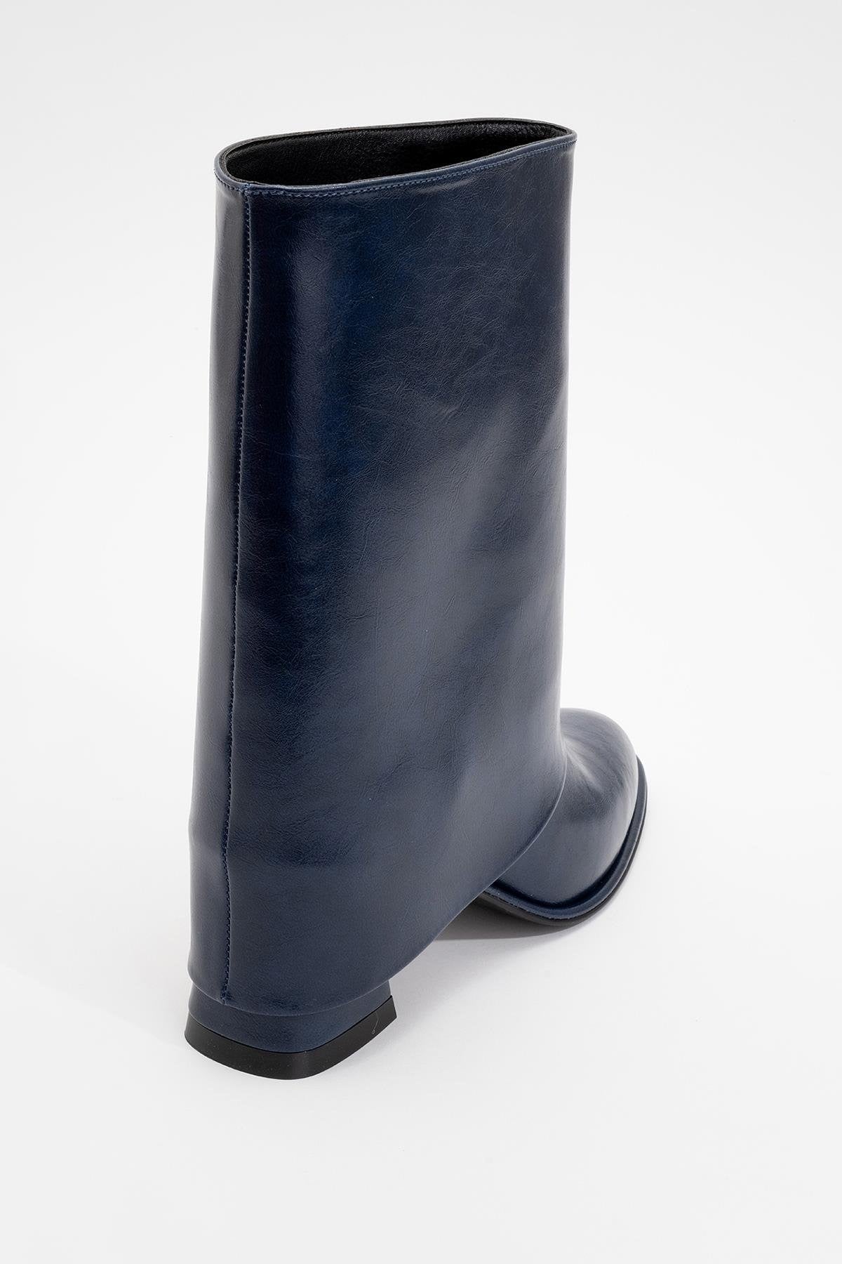 Ellas Navy Chunky Heel Boot (Women)
