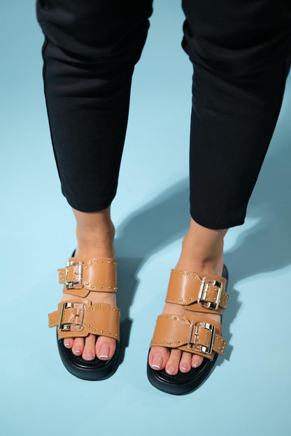 Zley Cognac Buckle Sandal (Women)