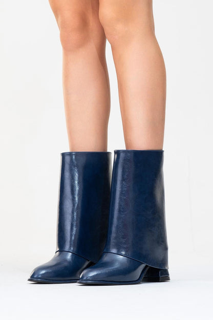 Ellas Navy Chunky Heel Boot (Women)