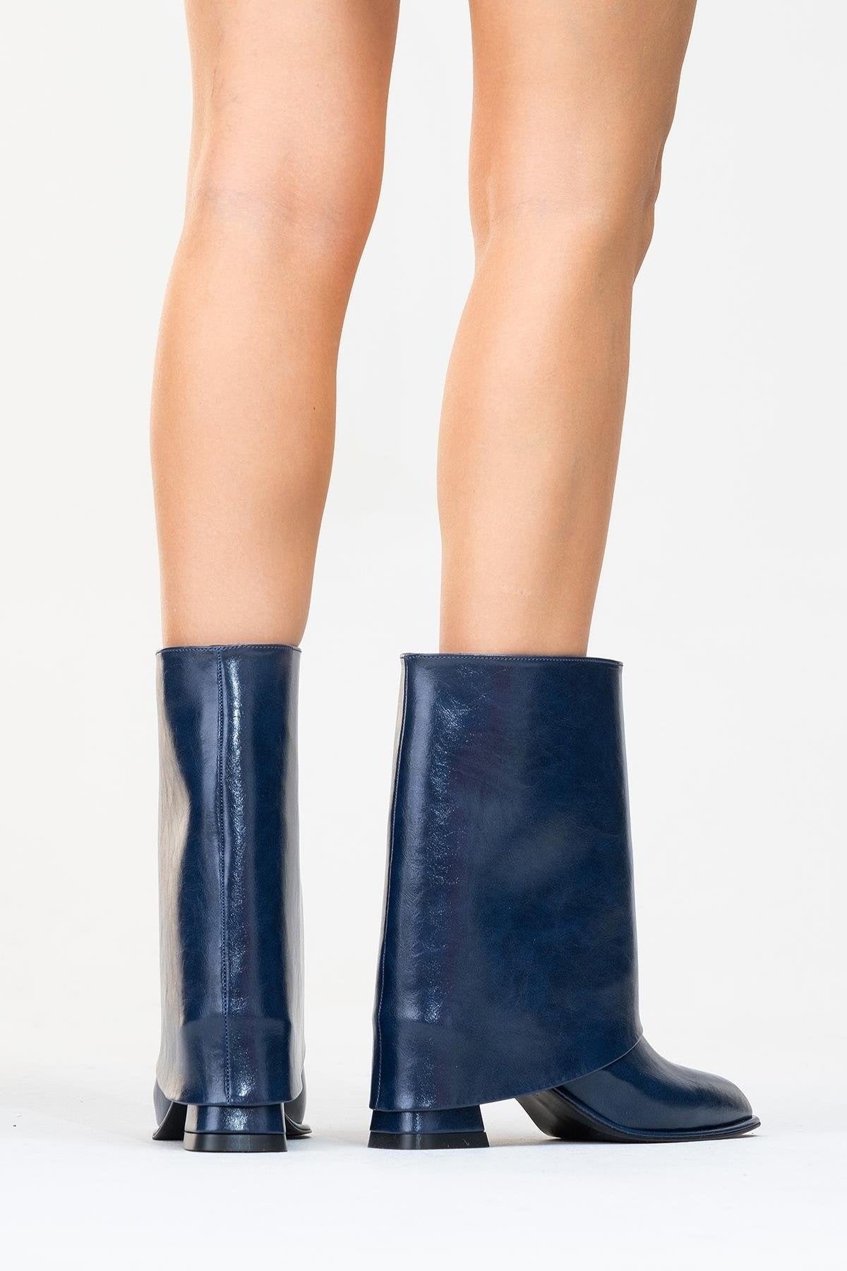 Ellas Navy Chunky Heel Boot (Women)