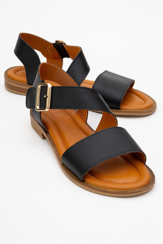 Majesty Black Leather Sandal (Women)
