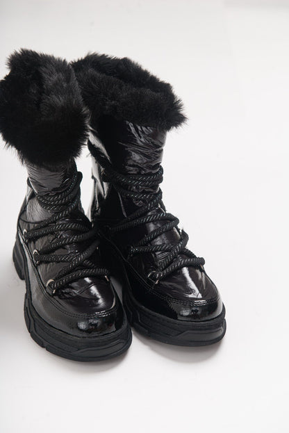Rosie Black Fur-Lined Winter Boot (Women)