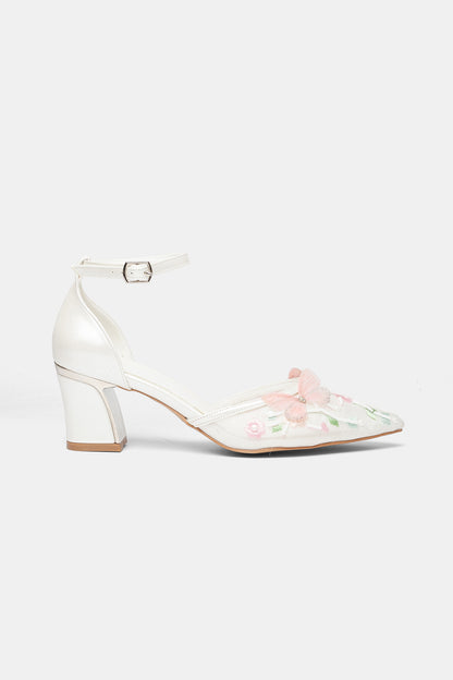 Iry Bridal Ivory Butterfly Embroidered Mesh Bridal Pumps