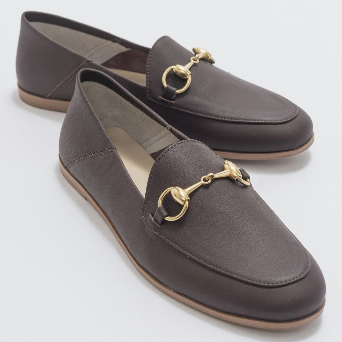 Penny - Brown Leather Horsebit Loafers