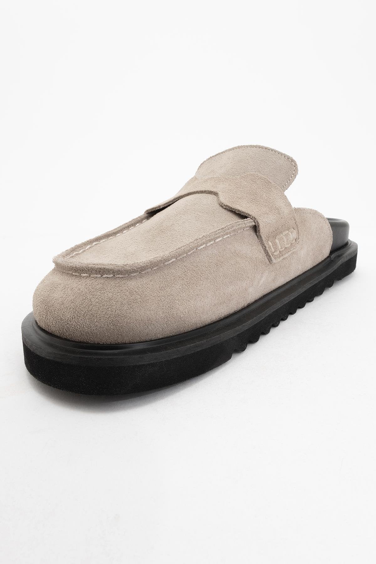Laven - Beige Suede Leather Clogs (Women)