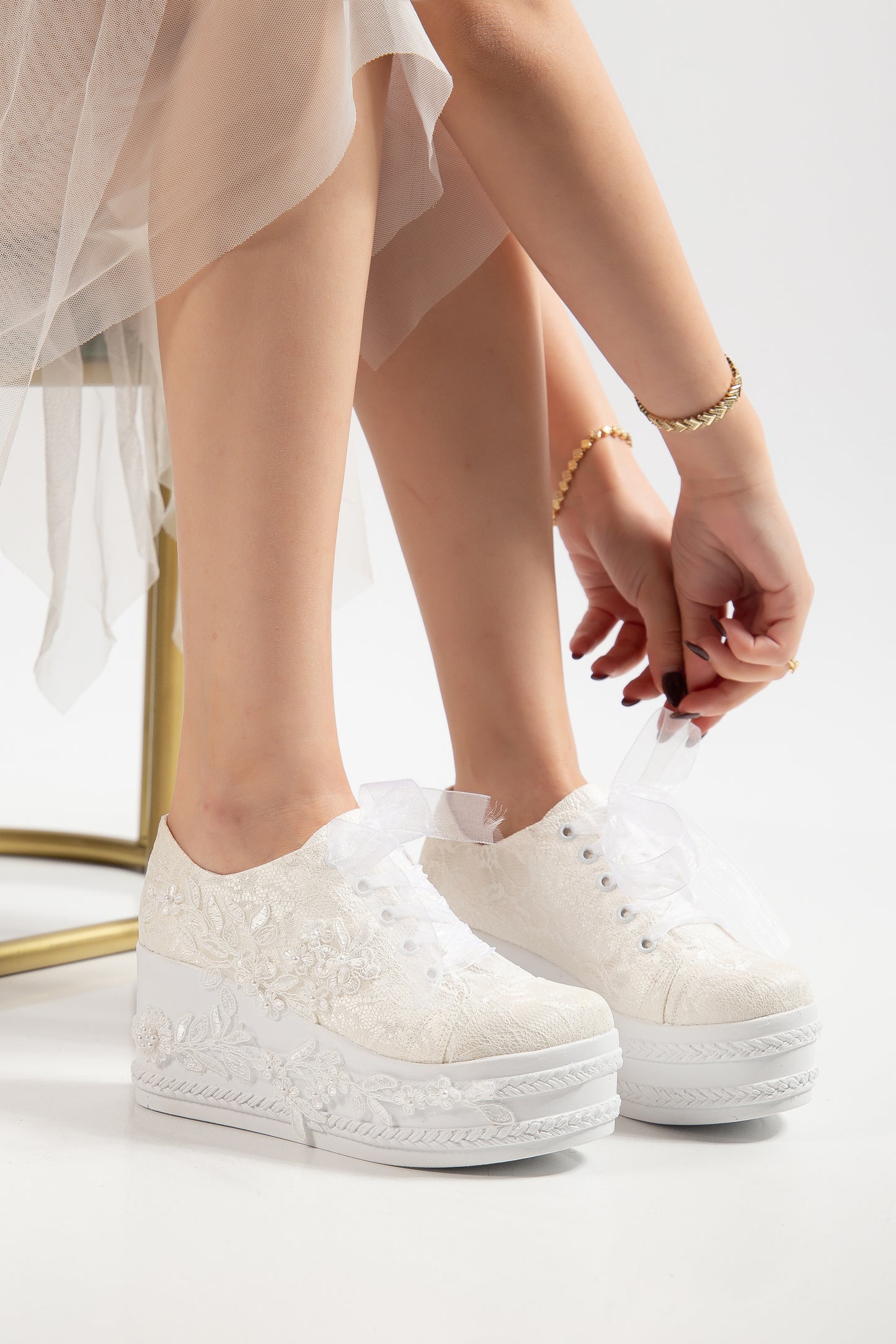 Zapatilla de novia Valencia Lace con plataforma