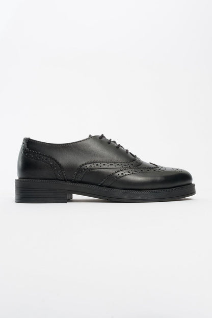 Avra - Black Leather Oxford Shoes (Women)