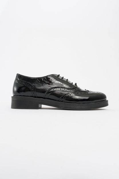 Avra - Black Patent Leather Oxford Shoes (Women)