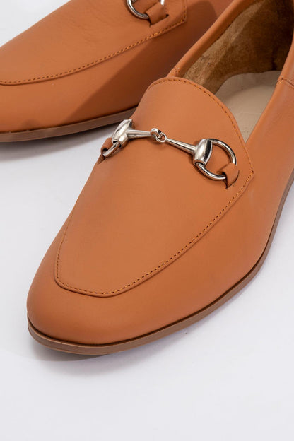 Penny - Orange Leather Horsebit Loafers