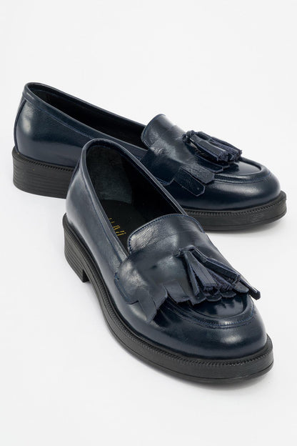 Milly - Navy Patent Leather Tassel Loafers