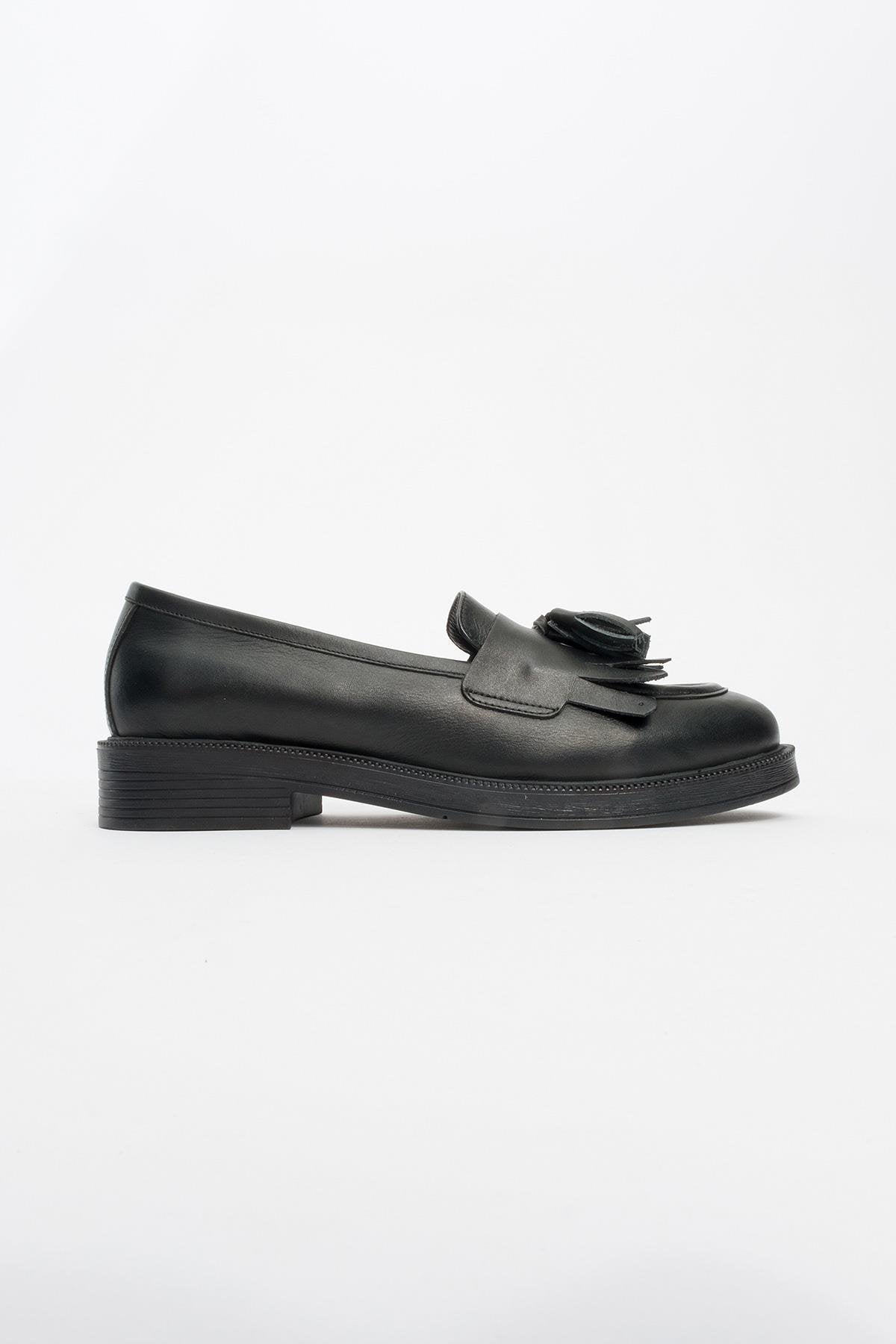 Milly - Black Leather Tassel Loafers