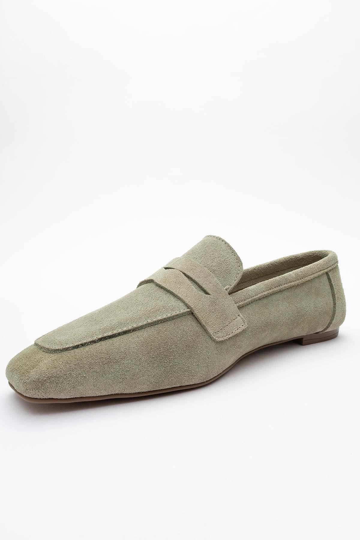 Morne - Sage Green Suede Leather Loafers (Women)