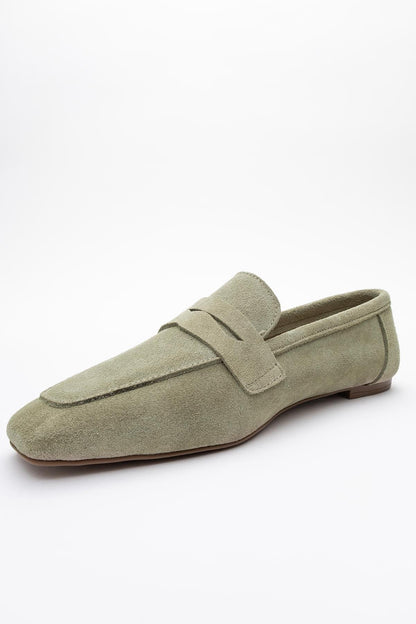 Morne - Sage Green Suede Leather Loafers (Women)