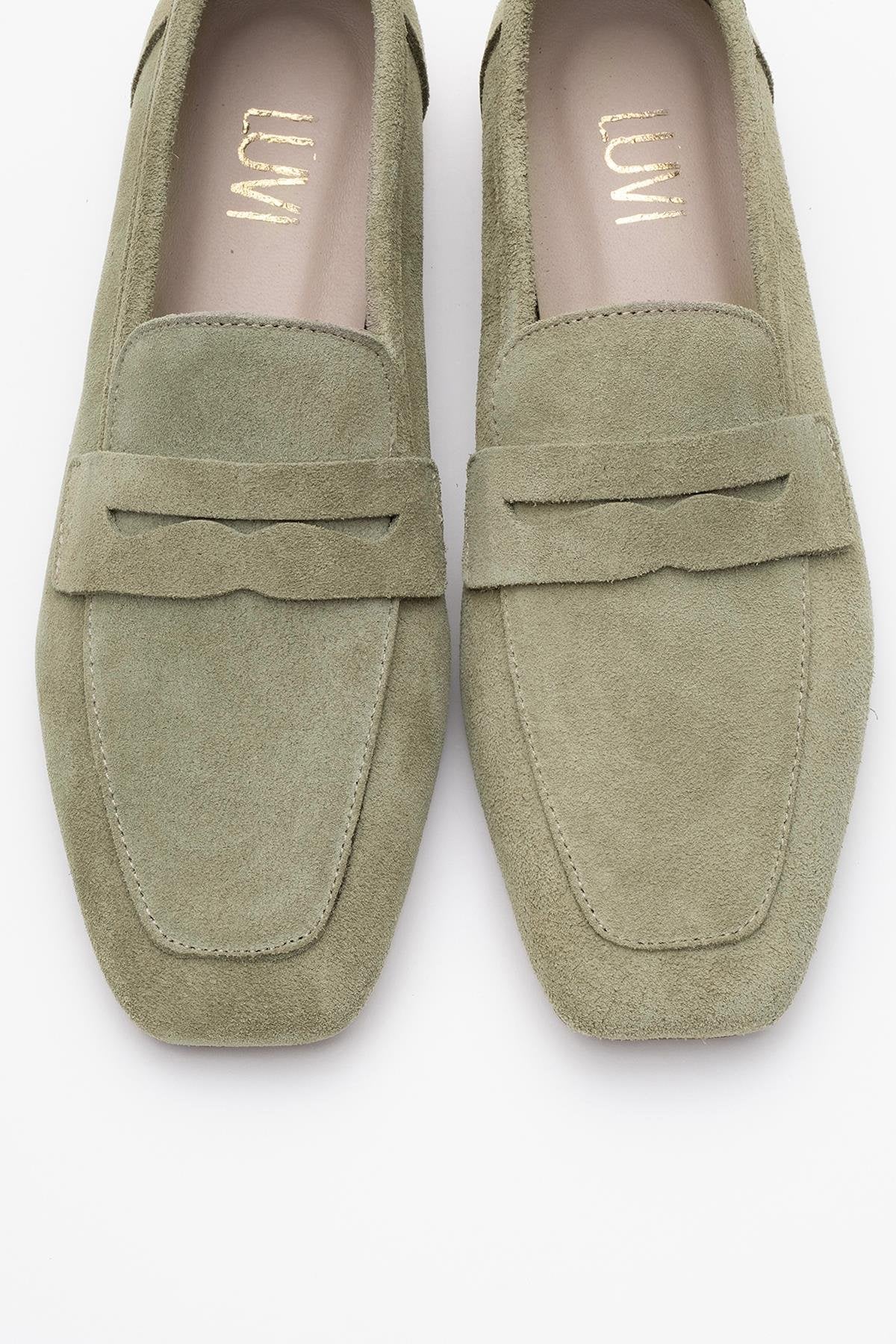 Morne - Sage Green Suede Leather Loafers (Women)