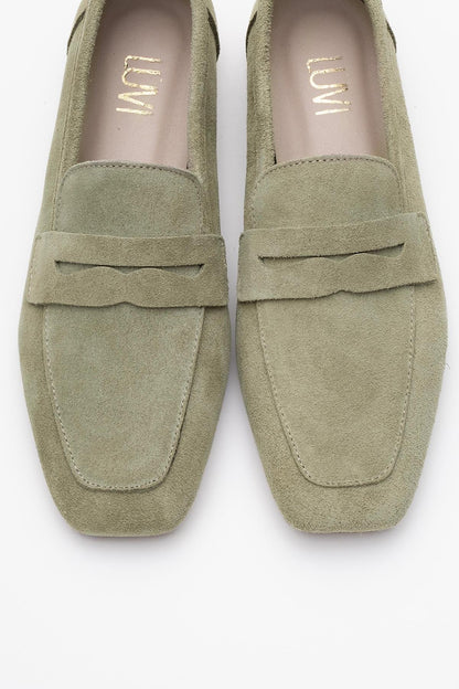 Morne - Sage Green Suede Leather Loafers (Women)