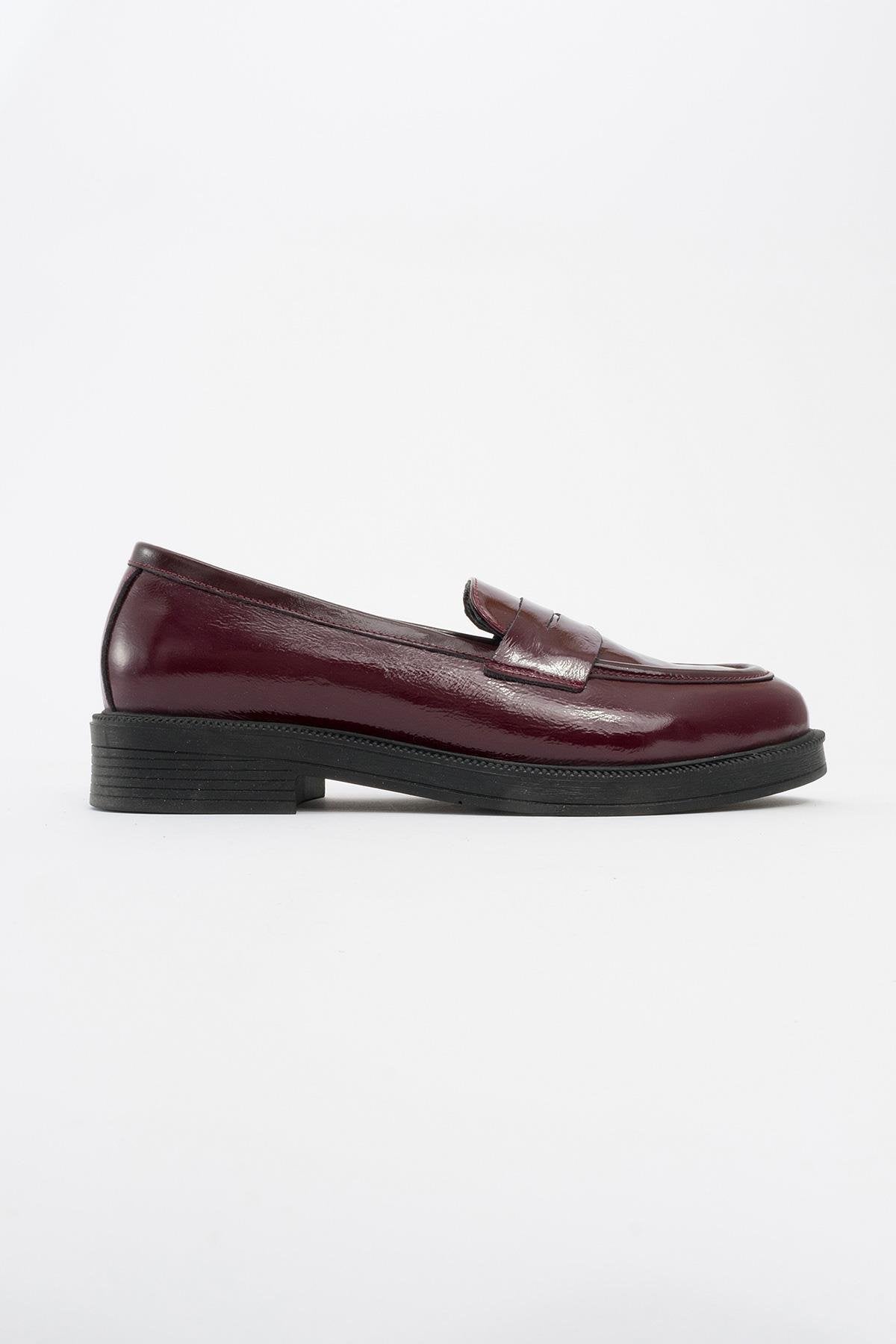 Bree - Burgundy Patent Platform Leather Loafers (Women)