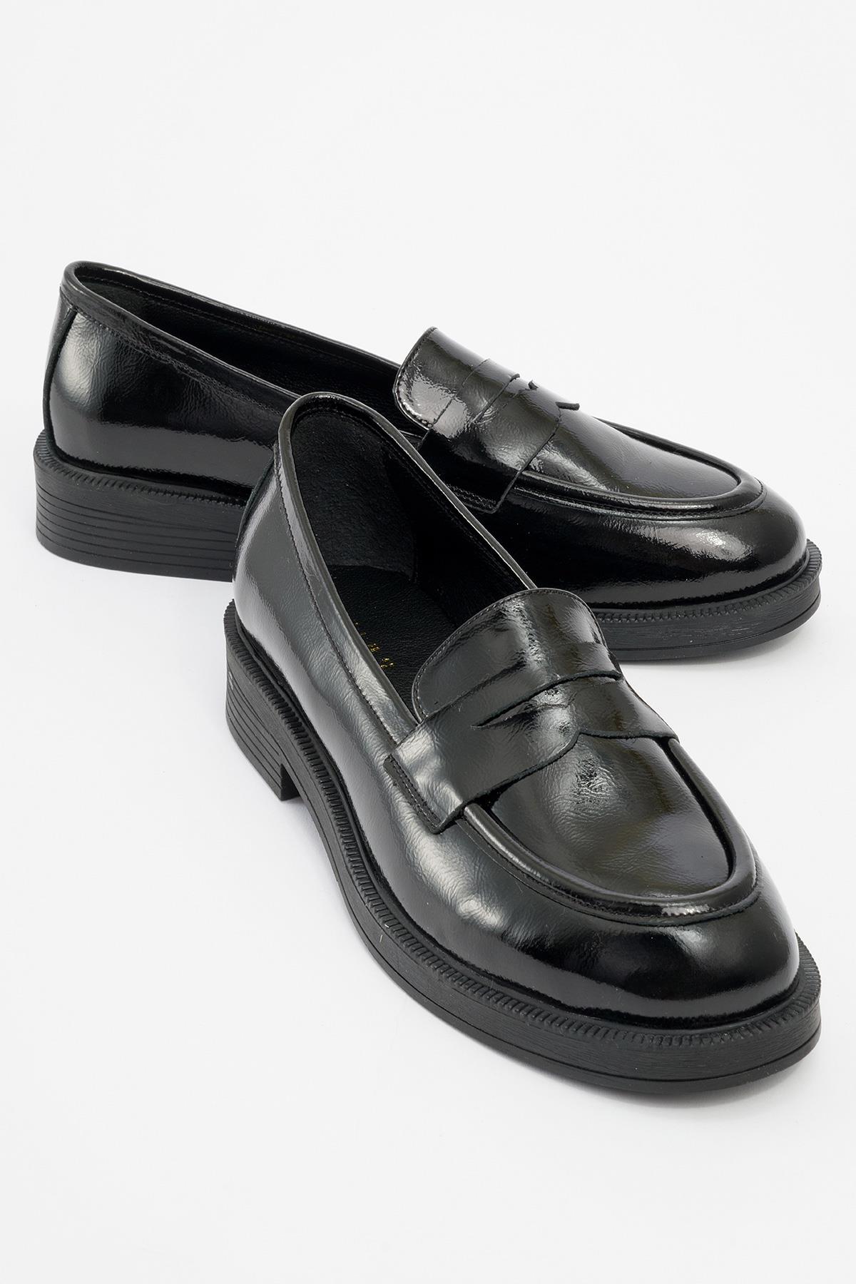 Bree - Black Patent Platform Leather Loafers (Women)