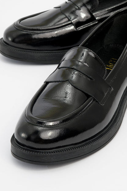 Bree - Black Patent Platform Leather Loafers (Women)