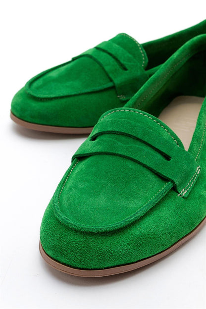 Dorothy - Green Suede Leather Loafers
