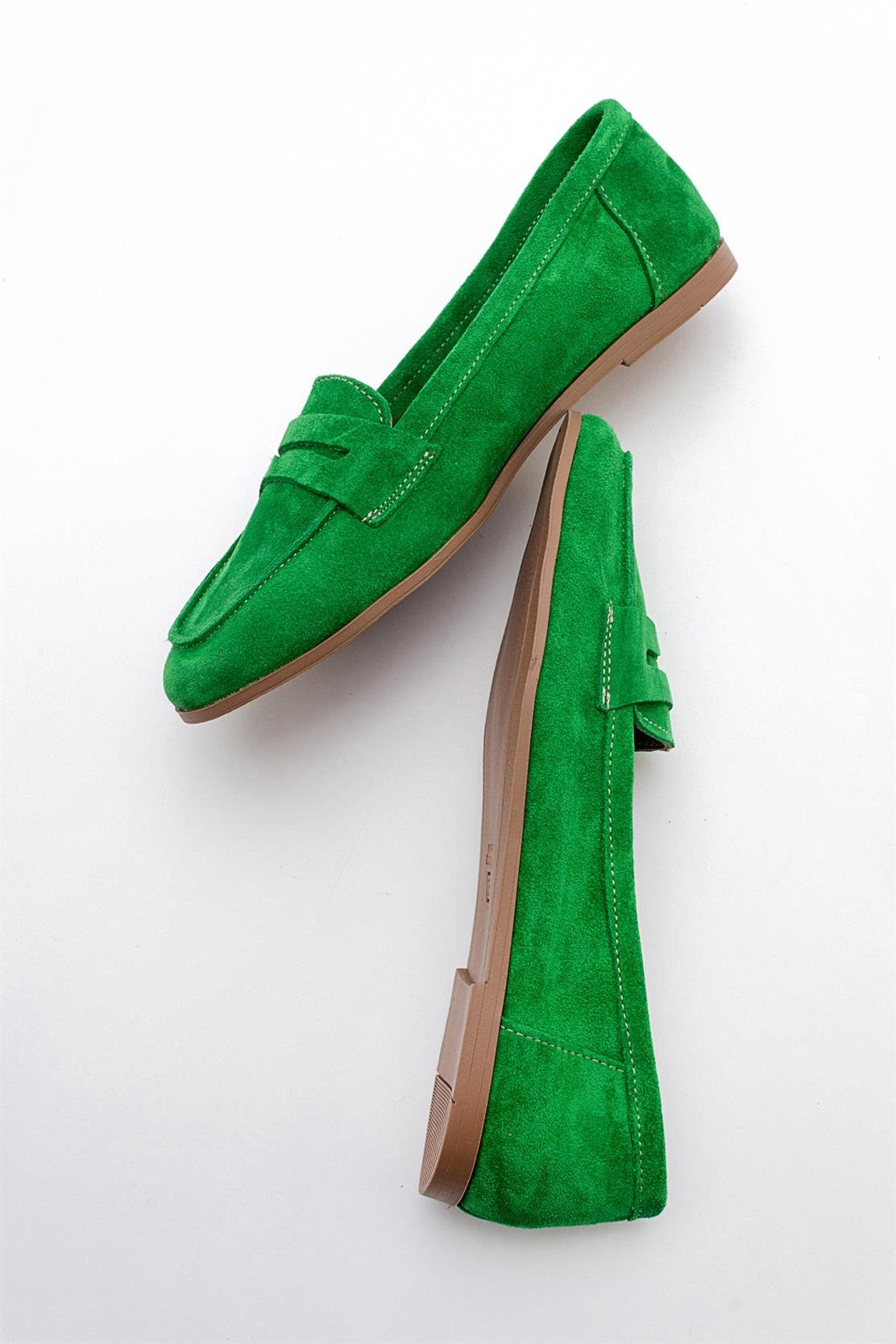 Dorothy - Green Suede Leather Loafers