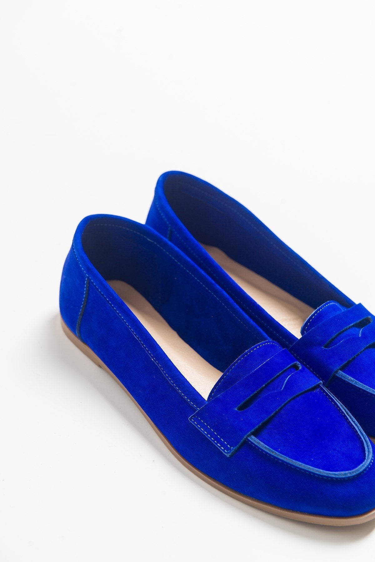 Dorothy - Dark Blue Suede Leather Loafers