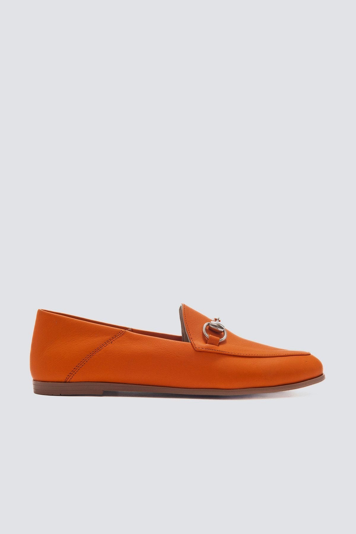 Penny - Neon Orange Leather Horsebit Loafers