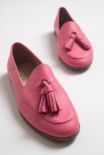 Mona - Pink Soft Leather Tassel Loafers (Women)