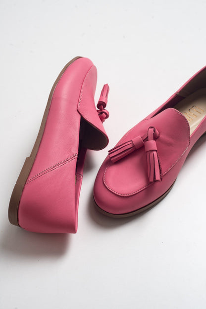 Mona - Pink Soft Leather Tassel Loafers (Women)