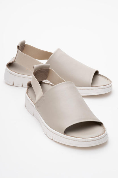 Londoi - Beige Elastic Strap Leather Sandal (Women)