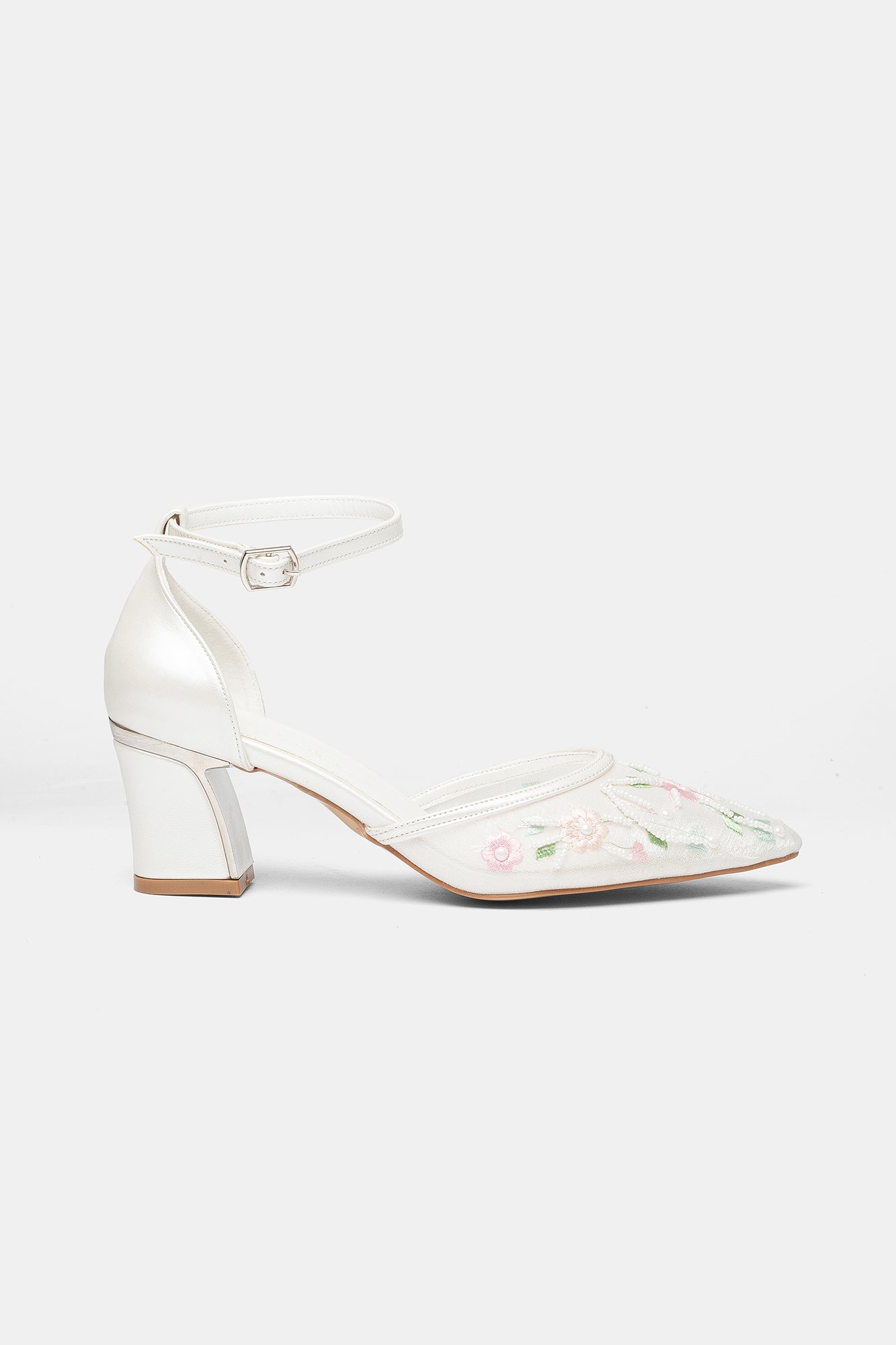 Lorelai Ivory Embroidered Mesh Bridal Pumps