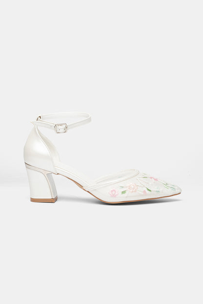 Lorelai Ivory Embroidered Mesh Bridal Pumps
