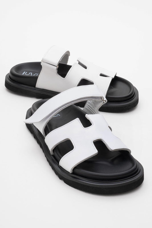 Morte - White Leather Slide Sandal (Women)
