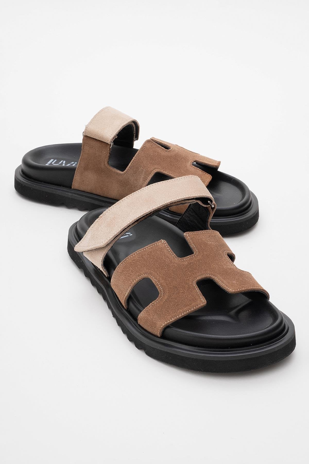 Morte - Cognac Beige Suede Leather Slide Sandal (Women)