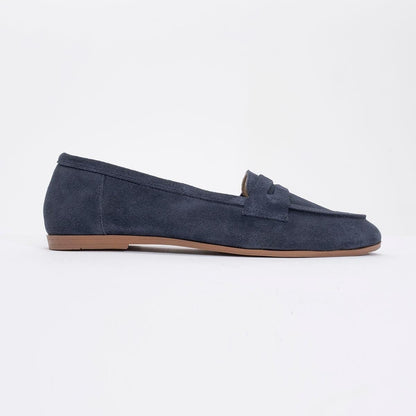 Dorothy - Navy Blue Suede Leather Loafers