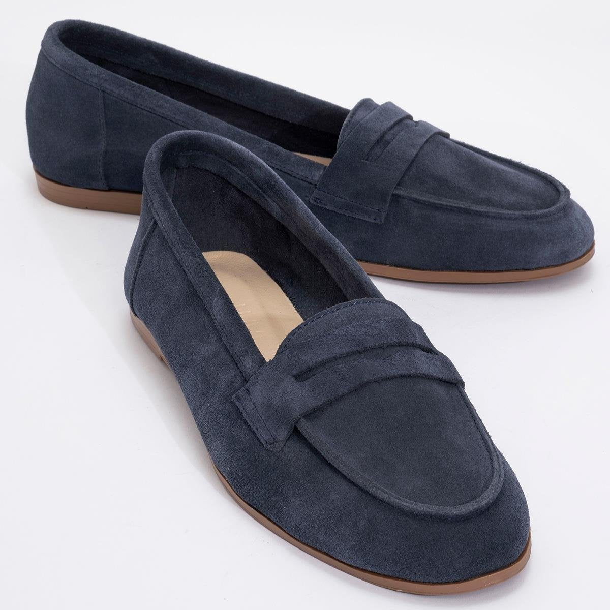 Dorothy - Navy Blue Suede Leather Loafers