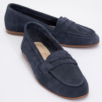 Dorothy - Navy Blue Suede Leather Loafers