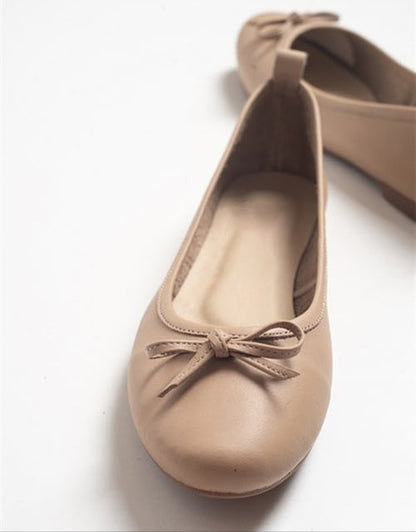 Florence - Cream Beige Leather Ballerina Flats
