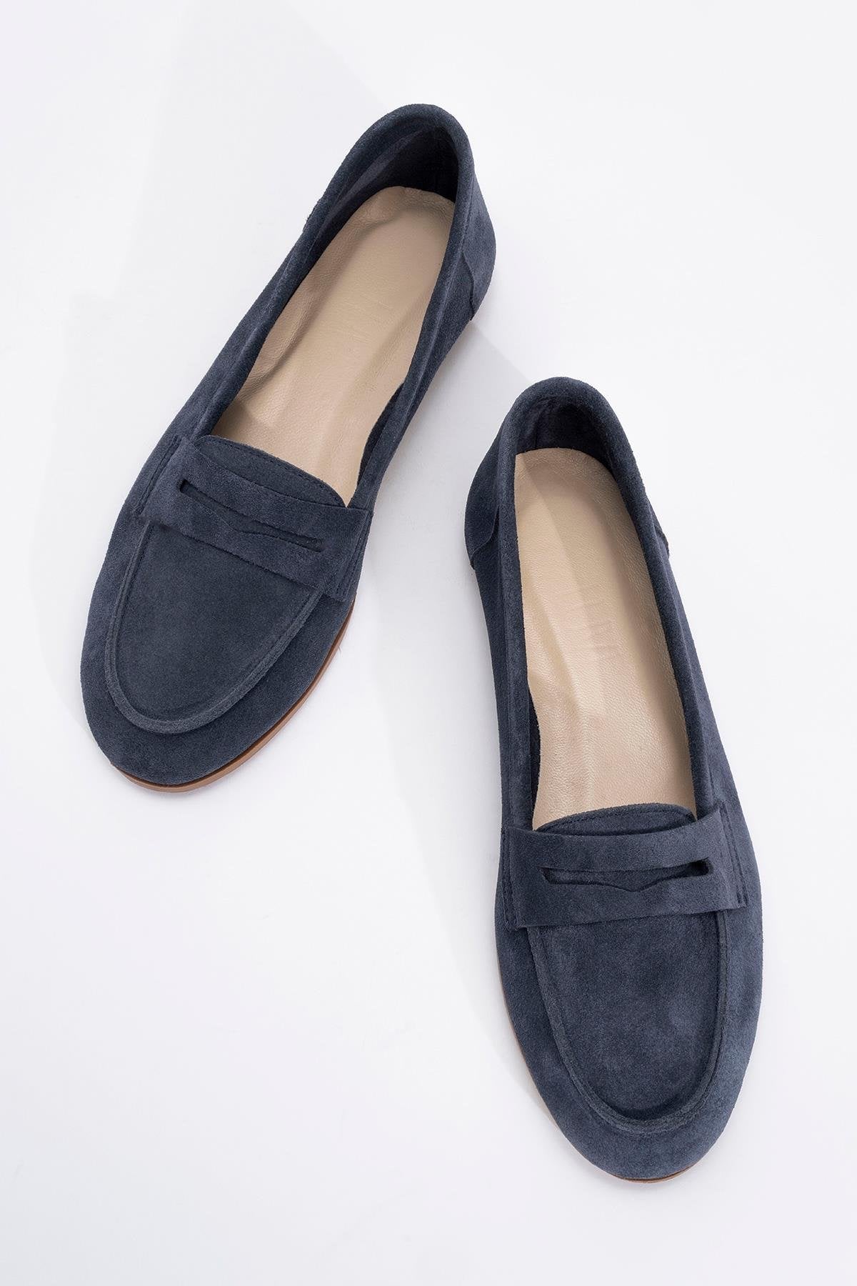 Dorothy - Navy Blue Suede Leather Loafers
