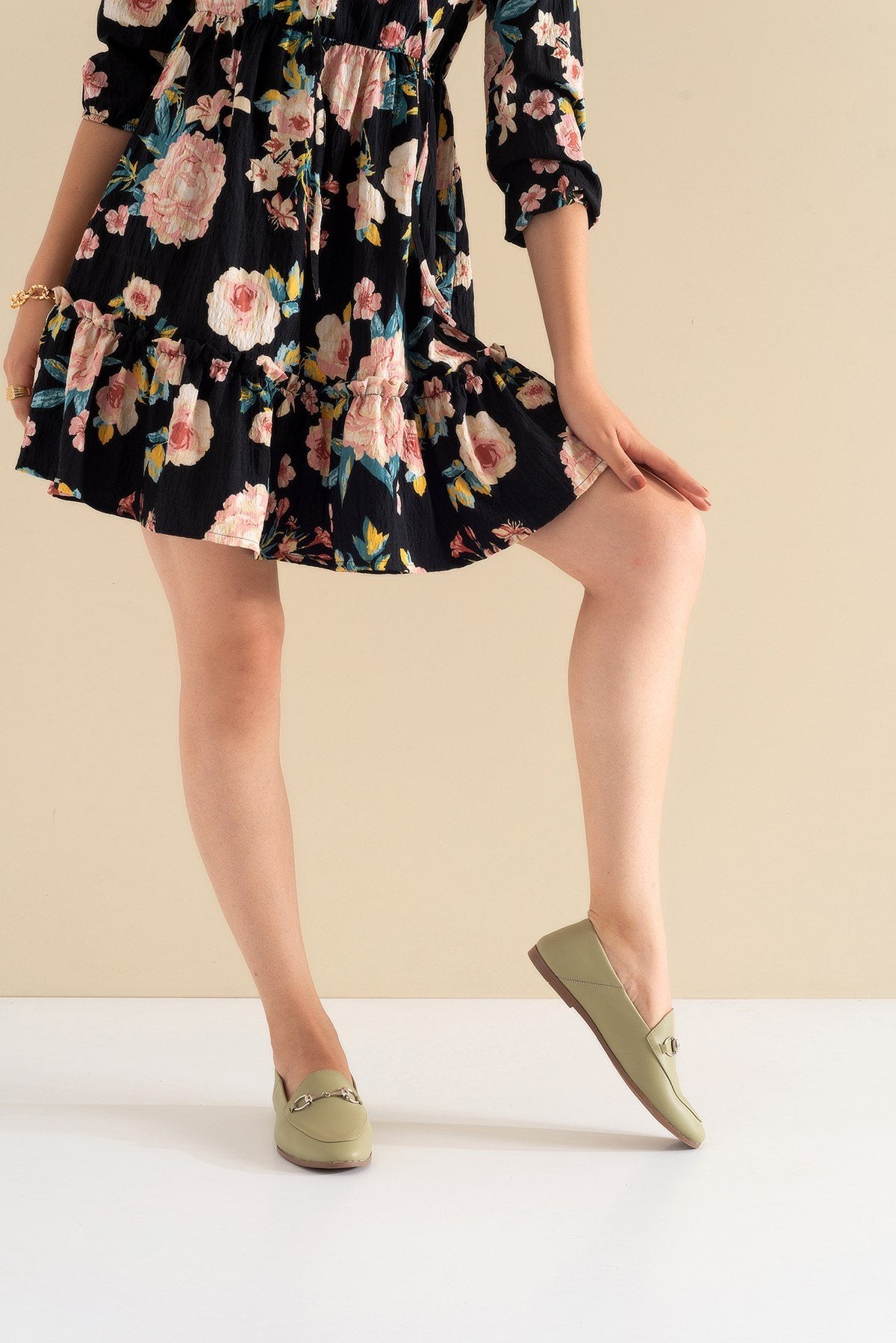 Penny - Olive Green Leather Horsebit Loafers