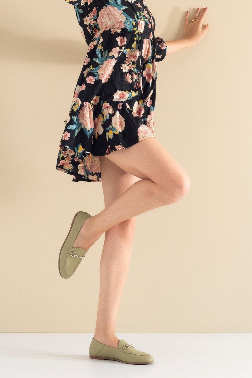 Penny - Olive Green Leather Horsebit Loafers